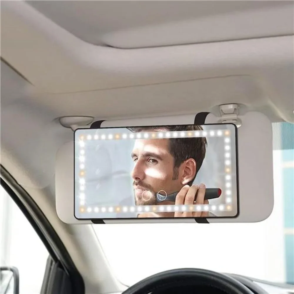 Car Sun Visor Vanity Mirror,2 Pcs Rechargeable Makeup Mirrors with 3 Light Modes